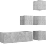 vidaXL 5-Tlg TV-Schrank-Set Betongrau Holzwerkstoff 3079142
