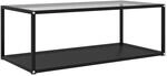 vidaXL Couchtisch Transparent und Schwarz 100x50x35 cm Hartglas 322901