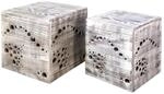 Homestyle4u 2er Set Hocker Beistelltisch Holz W&uuml;rfel Nachttisch Grau