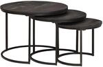 vidaXL Nesting-Couchtische 3-Tlg Schwarz Massivholz Mango und Stahl 4104638