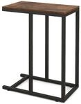 Costway Beistelltisch C-Form Sofatisch mit Metallgestell Braun
