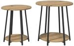 vidaXL Beistelltisch-Set mit Regal 2-Tlg Artisan Eiche und Schwarz 869707