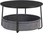 Vasagle Couchtisch mit Stoff-Korb &Oslash; 75 cm x 45 cm Schwarz-Grau