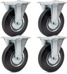 Wiltec Bockrollen Set 4x Transportrolle Vollgummirad 200mm 150kg Metallfelge