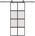 vidaXL Schiebet&uuml;r mit Beschlag Schwarz 90x205 cm Hartglas 3375973