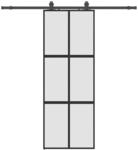 vidaXL Schiebet&uuml;r mit Beschlag Schwarz 76x205 cm Hartglas 3375880