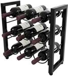 Relaxdays Weinregal Stahl Schwarz f&uuml;r 9 Flaschen H&ouml;henverstellbar 36 cm x 35 cm x