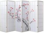 Homestyle4u 6-tlg. Paravent in Wei&szlig; 264x179 cm 340