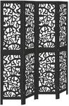 vidaXL 4 Tlg Paravent Schwarz Massivholz Paulownia 358754