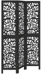 vidaXL 3 Tlg Paravent Schwarz Massivholz Paulownia 358750