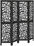 vidaXL 4 Tlg Paravent Schwarz Massivholz Paulownia 358753