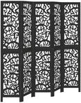 vidaXL 5 Tlg Paravent Schwarz Massivholz Paulownia 358759