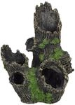 Relaxdays Aquariumdeko Baumstamm Polyresin Schwarz Gr&uuml;n 5 Eing&auml;nge 16,5 x 15,5 x 11