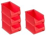 SparSet 5 x Rote Sichtlagerbox 3.0 HxBxT 12,5 x 14,5 x 23,5 cm 2,8 Liter