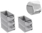 SparSet 5 x Graue Sichtlagerbox 4.1 Mit Griffstange und Abdeckung HxBxT 15 x 20...