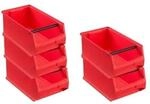 PROREGAL SparSet 5x Rote Sichtlagerbox 4,1 mit Griffstange HxBxT 15 x 20 x 35...