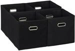 Relaxdays Aufbewahrungsbox 4er Set Polyester Schwarz Faltbar 30 cm x 30 cm x 30 cm