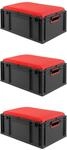 PROREGAL Sparset 3x Eurobox Nextgen Seat Box Rot HxBxT 26,5x40x60cm 44 Liter Griffe