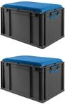 PROREGAL Sparset 2x Eurobox Nextgen Seat Box Blau HxBxT 36,5x40x60cm 65 Liter Griffe