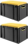 PROREGAL Sparset 2x Eurobox Nextgen Seat Box Gelb HxBxT 36,5x40x60cm 65 Liter Griffe