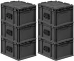 PROREGAL Supersparset 6x Eurobox Nextgen Portable HxBxT 23,5x30x40cm 20 Liter Schwarz