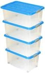 BigDean 4 St&uuml;ck Gro&szlig;e Eurobox mit Deckel und Rollen Aufbewahrungsbox 60 X 40 X 32