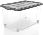 BigDean 2 St&uuml;ck 60 L Aufbewahrungsbox mit Deckel Gro&szlig; Stahlgrau Stapelbare Robuste