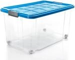 BigDean 3 St&uuml;ck 60 L Aufbewahrungsbox mit Deckel Gro&szlig; Azurblau Stapelbare Robuste