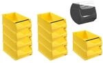 SparSet 10 x Gelbe Sichtlagerbox 5.1 Mit Griffstange und Abdeckung HxBxT 20 x...