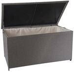 Proregal Poly-Rattan Kissenbox HxBxT 80x160x94cm Premium Grau 320L Gartentruhe