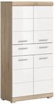 Midischrank Lambada m. 1 Schubkasten Eiche Hell/Wei&szlig; Hochglanz 141 cm x 74 cm