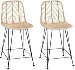 vidaXL Barstuhl 2 Stk Natur 44,5 x 54,5 x 97,5 cm Rattan und Eisen 42011546