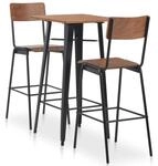 vidaXL 3 Teiliges Bar-Set Stahl Braun Schwarz 276847