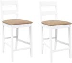 vidaXL Barhocker mit Kissen 2 Stk Wei&szlig; Massivholz Gummibaum 4102562