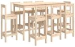 vidaXL 9-tlg. Bar-Set Massivholz Kiefer