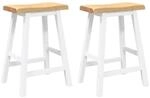 vidaXL Barhocker 2 Stk Wei&szlig; Massivholz Gummibaum 4102545