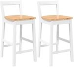 vidaXL Barhocker 2 Stk Wei&szlig; Massivholz Gummibaum 4102589
