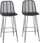 vidaXL Barstuhl 2 Stk Schwarz 44,5 x 53 x 111 cm Rattan und Eisen 42011549