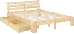 Homestyle4u Holzbett 140x200 cm mit Federkernmatratze und 2 Bettk&auml;sten...