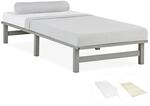 Homestyle4u Holzbett Palettenbett 90x200 mit Matratze Grau Bett 2049