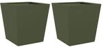 vidaXL Pflanzk&uuml;bel 2 Stk Olivgr&uuml;n 40x40x40 cm Stahl 851059