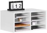 Relaxdays Dokumentenablage Bambus Wei&szlig; 8 F&auml;cher 25 cm x 49 cm x 31 cm 6 kg