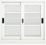 vidaXL Schrank mit Schiebet&uuml;r Wei&szlig; 90x40x90 cm Stahl
