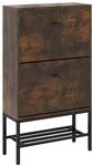 Costway Schuhschrank mit 2 Klappen Schuhkipper 60 x 24 x 106 cm Braun