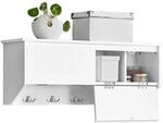 SoBuy Wandgarderobe mit 2 Klappen und 5 Haken MDF Wei&szlig; FHK24-W