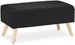 Relaxdays Sitzbank Stoff Schwarz mit Stauraum 39,5 cm x 79,5 cm x 39,5 cm 11,6 kg