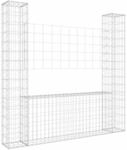 vidaXL Gabionenkorb U-Form mit 2 S&auml;ulen Eisen 140x20x150 cm 151282