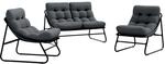 vidaXL Gartenm&ouml;bel mit Kissen 3 Stk Schwarz Pulverbeschichteter Stahl 42008031