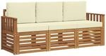 vidaXL Sofagarnituren 3 Tlg Natur und Creme Massivholz Akazie 3374280