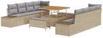 vidaXL Gartensofa-Set mit Kissen mit Speicher 11 Stk Beige Poly Rattan 3364717